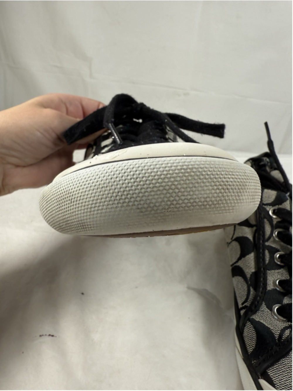 Canvas Coach Barrett Sneakers Size 10 B womens, black/gray logo - Picture 11 of 15